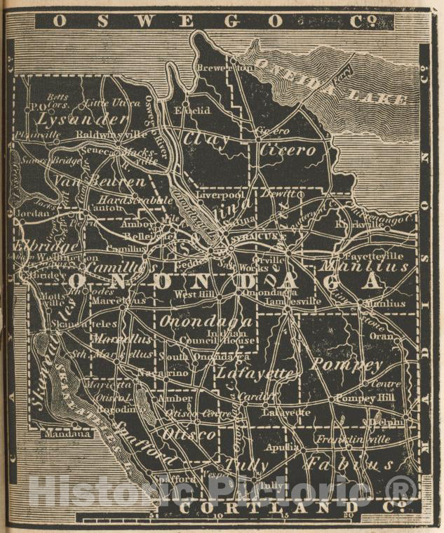 Historic 1838 Map - Onondaga County. - New York (State) - Onondaga County (N.Y.New York Atlas. - Vintage Wall Art