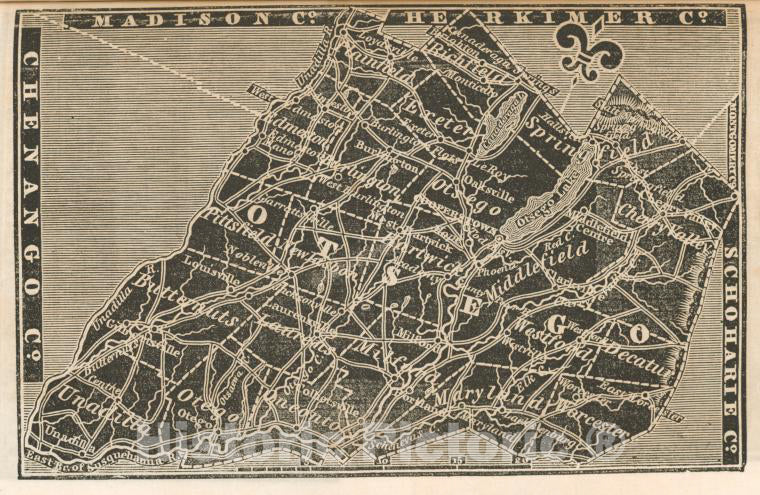 Historic 1838 Map - Otsego County. - New York (State) - Otsego County (N.Y.New York Atlas. - Vintage Wall Art
