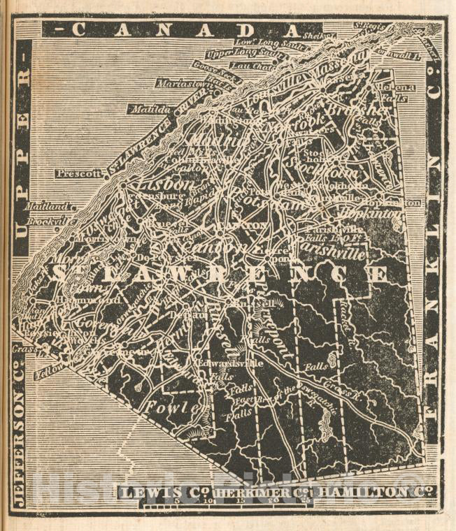Historic 1838 Map - Saint Lawrence County. - New York (State) - Saint Lawrence County (N.Y.New York Atlas. - Vintage Wall Art
