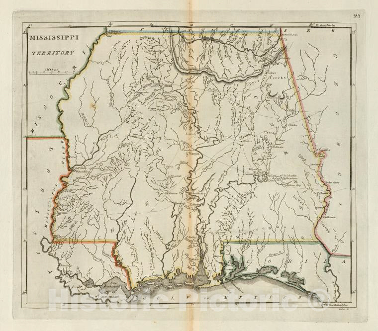 Historic 1814 Map - Mississippi Territory.- Mississippi - Vintage Wall Art