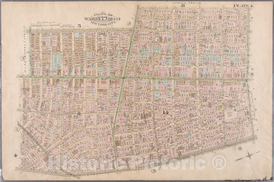 Historic Map - 1885 New York (N.Y.), Plate 4: West Bway, Canal, Sullivan, W. Houston, Bowery, New Bowery Square, New Chambers, Chambers, Bway And Reade - Vintage Wall Art