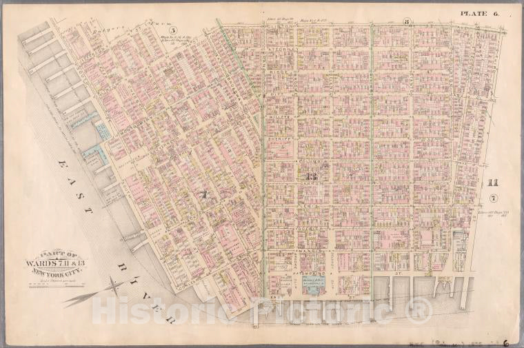 Historic Map - 1885 New York (N.Y.) Plate 6: Rutgers Slip, Cherry, Jefferson, Madison, Clinton, E. Third, Tompkins, Rivington, East, Water, Corlears - Vintage Wall Art
