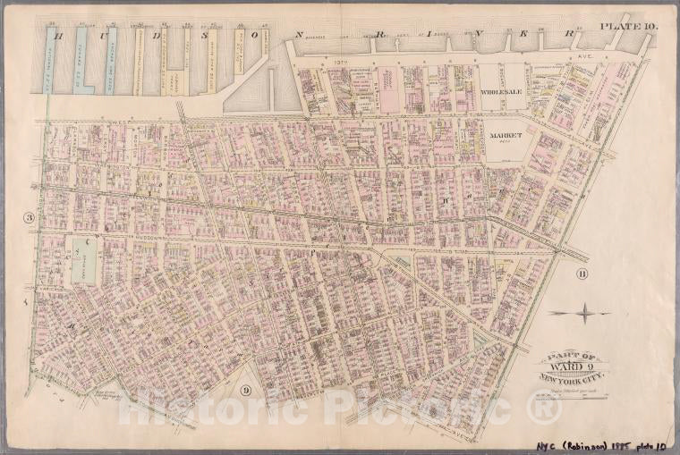 Historic Map - 1885 New York (N.Y.) West (Hudson River, Piers 39-47), W. 11Th, 13Th (Hudson River, Piers 52?-59), W. 14Th, 7Th, Greenwich, Perry, Wrly Place - Vintage Wall Art