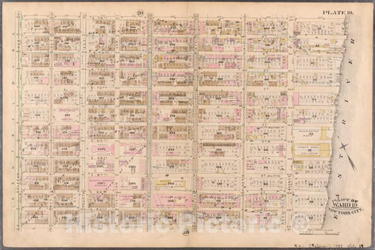 Historic Map - 1885 New York (N.Y.), [Plate 19: Bounded By E. 76Th Street, East River (Avenue A), E. 64Th Street, And Fifth Avenue.] - Vintage Wall Art