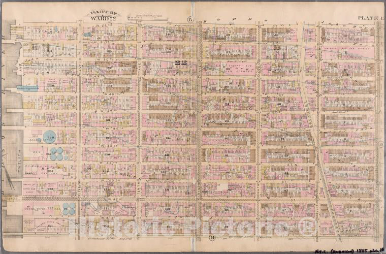 Historic Map - 1885 New York (N.Y.), [Plate 15: Bounded By W. 52Nd Street, Sixth Avenue, W. 40Th Street, And (Hudson River) Twelfth Avenue.] - Vintage Wall Art