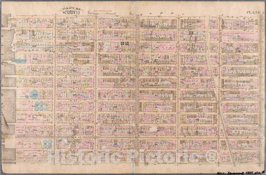 Historic Map - 1885 New York (N.Y.), [Plate 15: Bounded By W. 52Nd Street, Sixth Avenue, W. 40Th Street, And (Hudson River) Twelfth Avenue.] - Vintage Wall Art