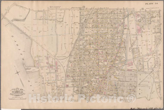 Historic Map - 1885 New York (N.Y.) [Plate 34: 161St St, Ann'S, Clifton St, Forest, West Chester, Robbins, 144Th St, Mott, 148Th St, Harlem River And Jerome.] - Vintage Wall Art