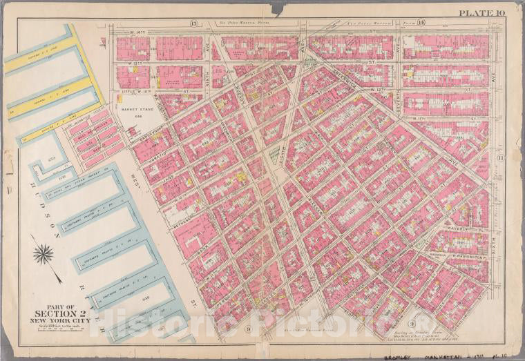 Historic 1911 Map - [Plate 10: Bounded By W. 14Th Street, Sixth Avenue, Cornelia Str - Vintage Wall Art