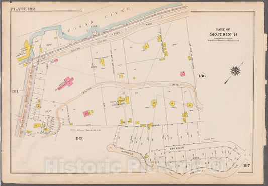 Historic 1916 Map - Plate 182: [Bounded By Bolton Road (Hudson River), Emerson Avenu - Vintage Wall Art