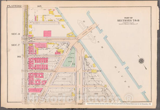 Historic 1916 Map - Plate 162: [Bounded By W. 156Th Street, (Harlem River) Seventh A - Vintage Wall Art