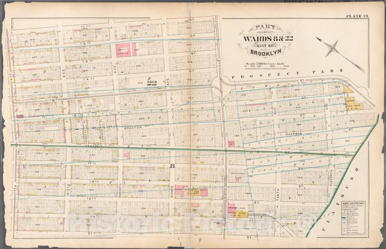 Historic 1880 Map - [Plate 13: Bounded By 11Th Street, Ninth Avenue, 15Th Street, El - Vintage Wall Art
