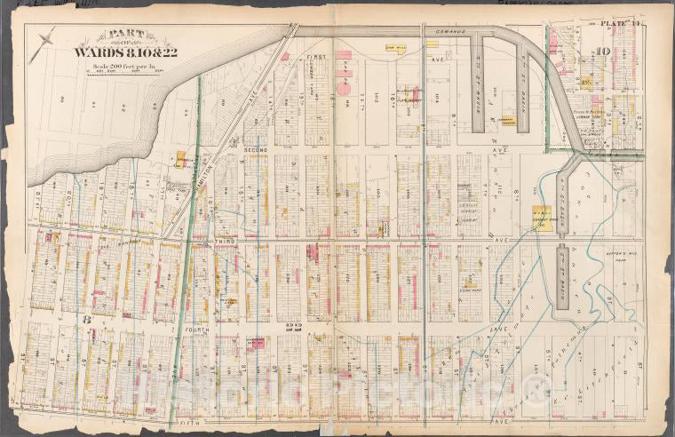 Historic 1880 Map - [Plate 14: Bounded By Third Avenue, Hamilton Avenue, Gowanus Can - Vintage Wall Art