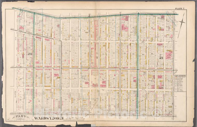 Historic 1880 Map - [Plate 7: Bounded By Flushing Avenue, Nostrand Avenue, De Kalb A - Vintage Wall Art