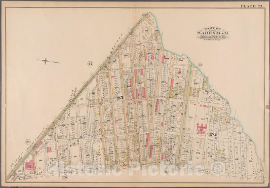 Historic 1886 Map - [Plate 23: Bounded By Conway Street, Brooklyn-Jamaica Turnpike, Vintage Wall Art