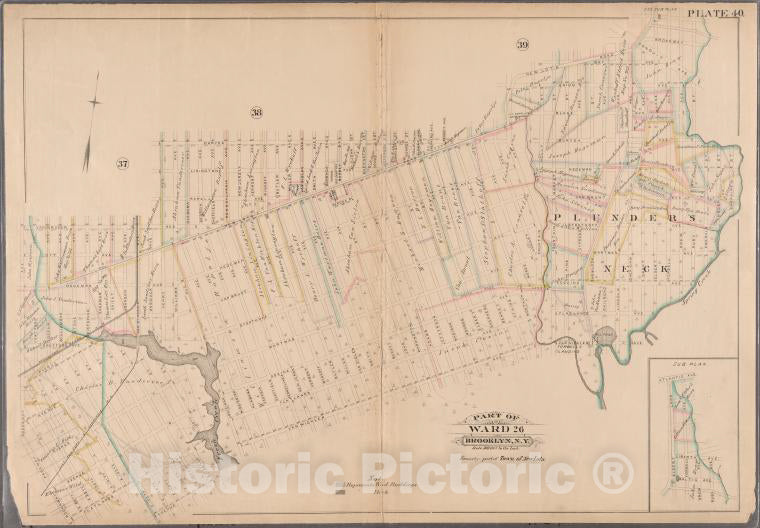 Historic 1886 Map - [Plate 40: Bounded By Duryea Avenue, Bennet Avenue, New Lots Roa - Vintage Wall Art