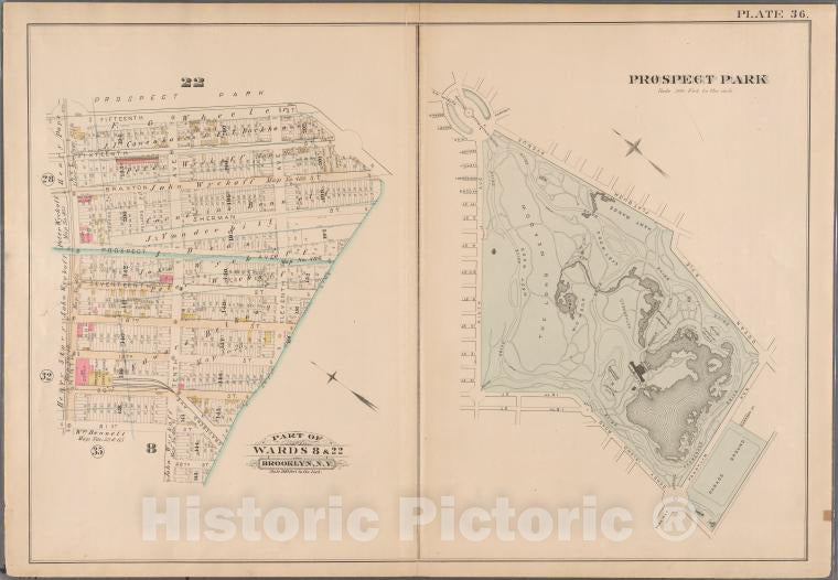 Historic 1886 Map - [Plate 36: Bounded By Fifteenth Street, Eleventh Avenue, 19Th St - Vintage Wall Art