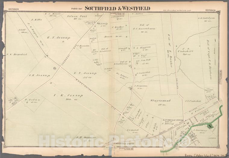 Historic 1874 Map - Part Of Southfield & Westfield. - Staten Island (New York, N.Y.)- Atlas Of Staten Island, Richmond County - Vintage Wall Art