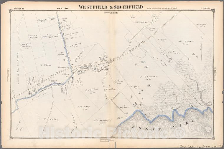 Historic 1874 Map - Part Of Westfield & Southfield. - Staten Island (New York, N.Y.)- Atlas Of Staten Island, Richmond County - Vintage Wall Art