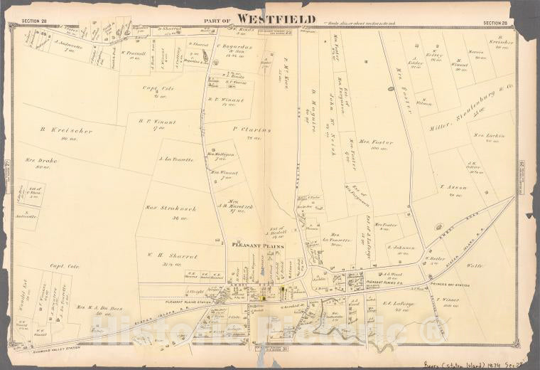 Historic 1874 Map - Part Of Westfield. - Staten Island (New York, N.Y.)- Atlas Of Staten Island, Richmond County - Vintage Wall Art, V4