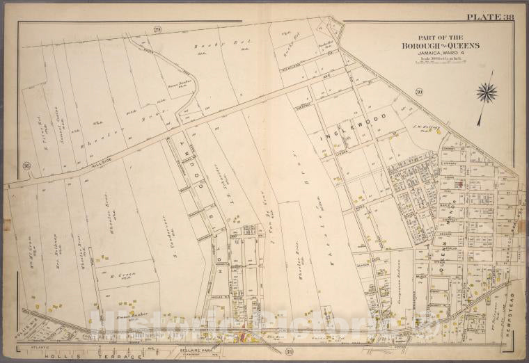 Historic 1909 Map - [Plate 38: Bounded By Hillside Avenue, Rocky Hill Road, Hamilton - Vintage Wall Art