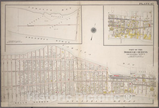 Historic 1909 Map - [Plate 47: Bounded By (Jamaica Bay) Bayside Drive, Bay Avenue, C - Vintage Wall Art