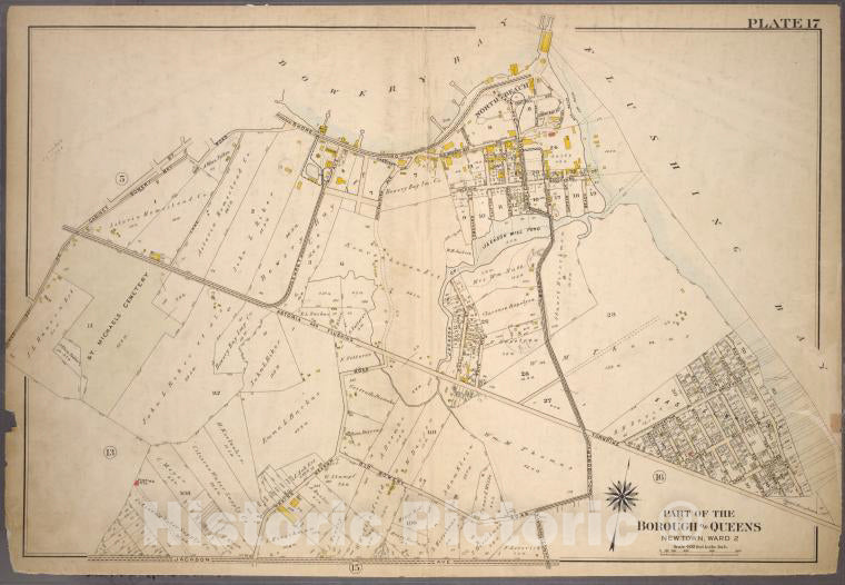 Historic 1909 Map - [Plate 17: Bounded By Bowery Bay Road, Shore Road, N. Beach Aven - Vintage Wall Art