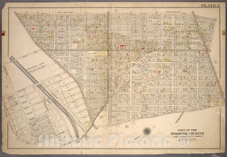 Historic 1909 Map - [Plate 4: Bounded By Rapelje Avenue, Woolsey Avenue, Flushing Av - Vintage Wall Art
