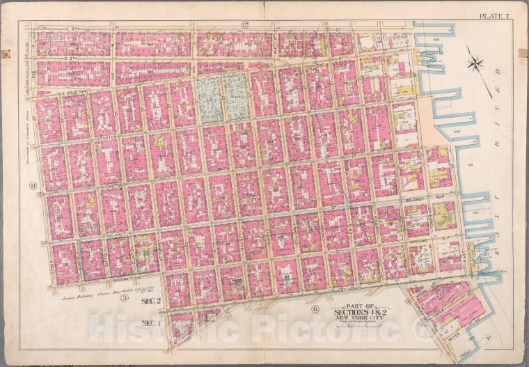 Historic 1897 Map - Plate 7: Bounded By E. 3Rd Street, Tompkins Street (East River, Vintage Wall Art