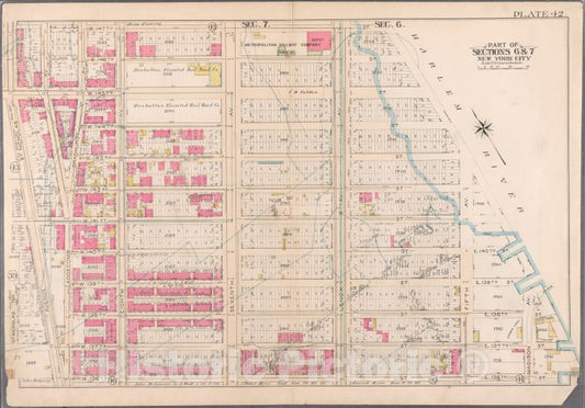 Historic 1897 Map - [Plate 42: Bounded By W. 147Th Street, Hudson River, Madison Ave - Vintage Wall Art