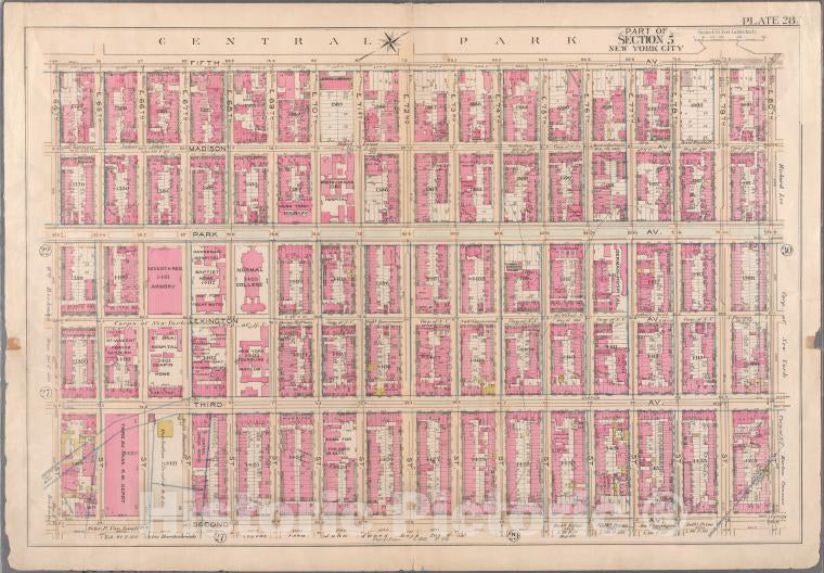 Historic 1897 Map - [Plate 28: Bounded By Fifth Avenue, E. 80Th Street, Second Avenu - Vintage Wall Art