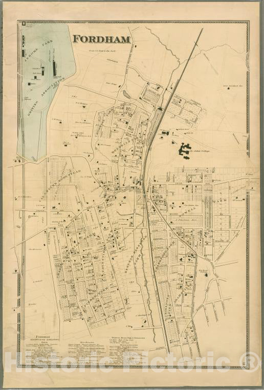 Historic Map - 1868 Westchester County, New York (N.Y.), Plate 11: Fordham. - Vintage Wall Art