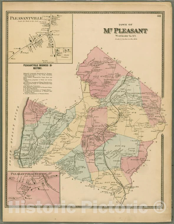 Historic 1868 Map - Plate 48: Town Of Mt. Pleasant, Westchester Co. N.Y. - Vintage Wall Art