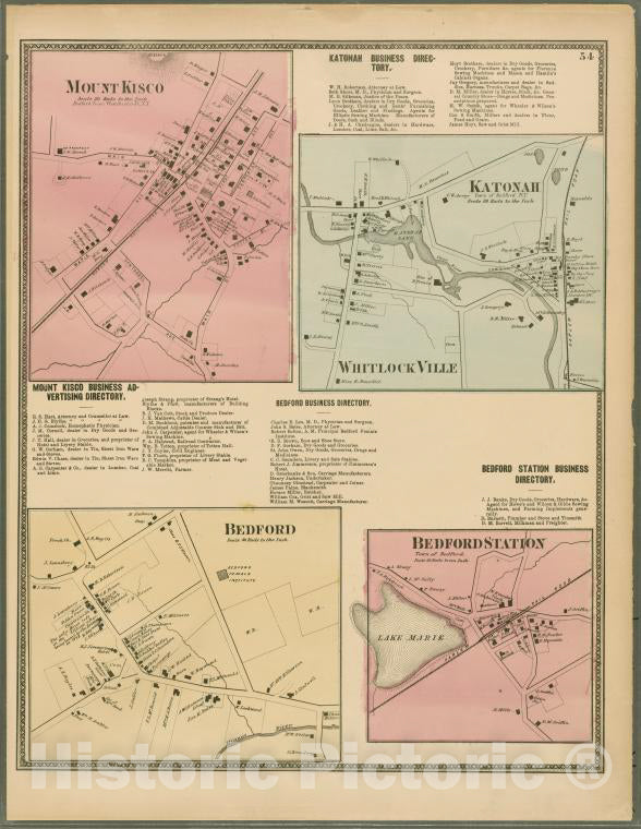 Historic 1868 Map - Plate 69: Town Of South East, Putnam Co. N.Y. - Vintage Wall Art