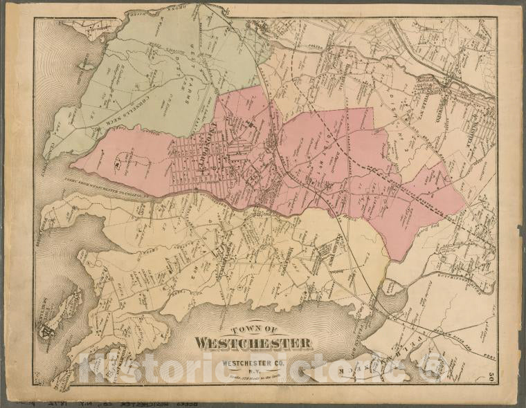 Historic 1872 Map - Plate 50: Town Of Westchester, Westchester Co. N.Y. - Vintage Wall Art