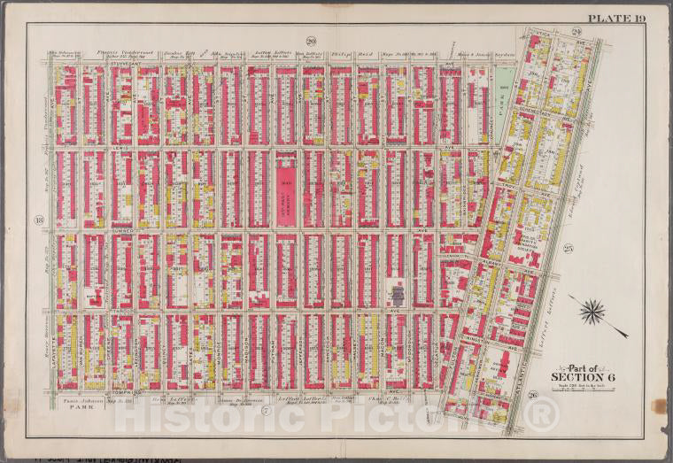 Historic 1908 Map - Plate 19: [Bounded By Stuyvesant Avenue, Fulton Street, Utica Av - Brooklyn (New York, N.Y.) - Vintage Wall Art