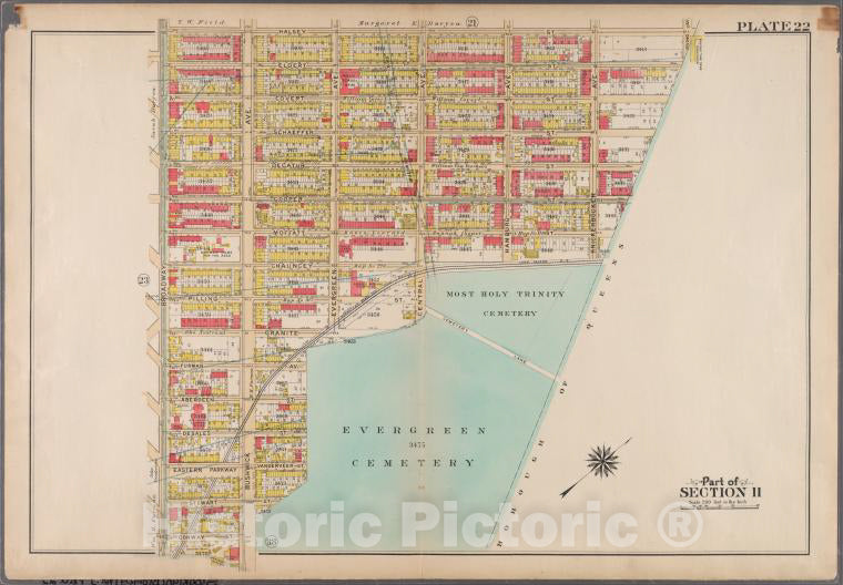 Historic 1908 Map - Plate 22: [Bounded By Halsey Street, Irving Avenue, Eldert Stree - Brooklyn (New York, N.Y.) - Vintage Wall Art