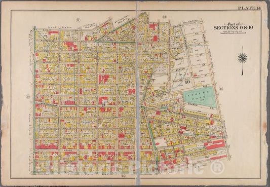 Historic 1908 Map - Plate 14: [Bounded By Bayard Street, Graham Avenue, Meeker Avenu - Brooklyn (New York, N.Y.) - Vintage Wall Art