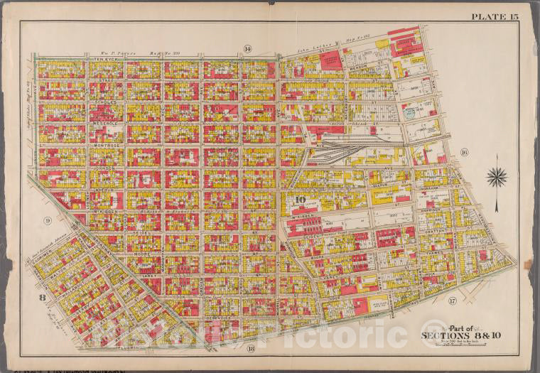 Historic 1908 Map - Plate 15: [Bounded By Teneyck Street, Morgan Avenue, Knickerbock - Brooklyn (New York, N.Y.) - Vintage Wall Art
