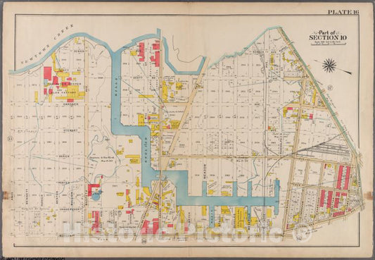 Historic 1908 Map - Plate 16: [Bounded By Newton Creek (Seneca Avenue), Grand Street - Brooklyn (New York, N.Y.) - Vintage Wall Art