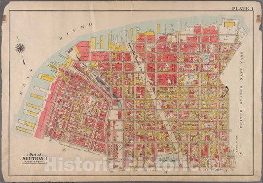 Historic 1908 Map - Plate 1: [Bounded By Plymouth Street, Washington Street, John St - Brooklyn (New York, N.Y.) - Vintage Wall Art