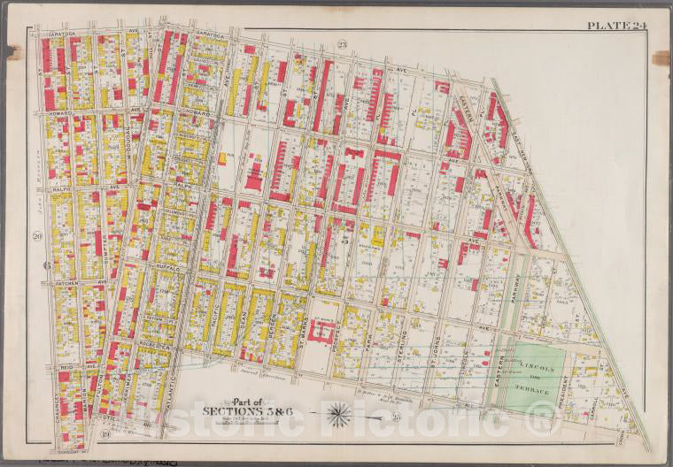 Historic 1908 Map - Plate 24: [Bounded By Saratoga Avenue, East New York Avenue, Roc - Brooklyn (New York, N.Y.) - Vintage Wall Art
