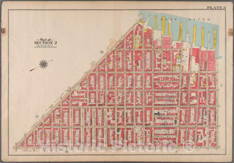Historic 1908 Map - Plate 3: [Bounded By Van Brunt Street (East River Piers), Harris - Brooklyn (New York, N.Y.) - Vintage Wall Art