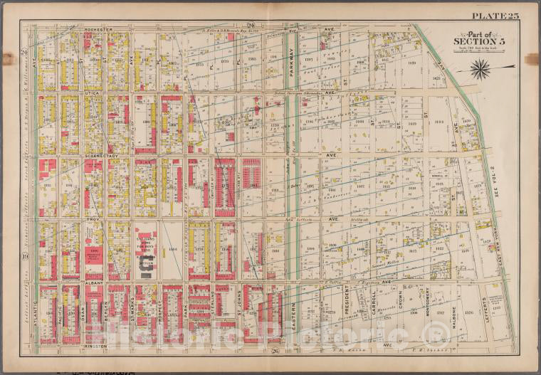 Historic Map - 1908 Brooklyn (New York, N.Y.), Plate 25: [Bounded By Rochester Avenue, East New York Avenue, Kingston Avenue And Atlantic Avenue.] - Vintage Wall Art