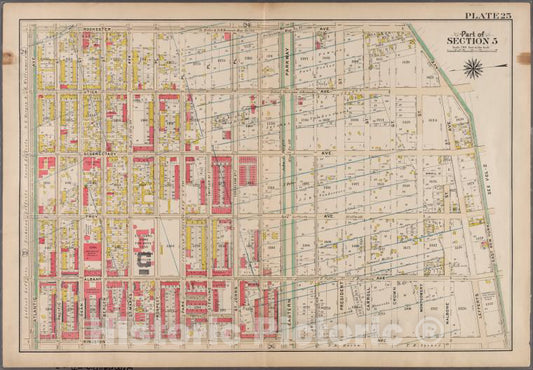 Historic Map - 1908 Brooklyn (New York, N.Y.), Plate 25: [Bounded By Rochester Avenue, East New York Avenue, Kingston Avenue And Atlantic Avenue.] - Vintage Wall Art