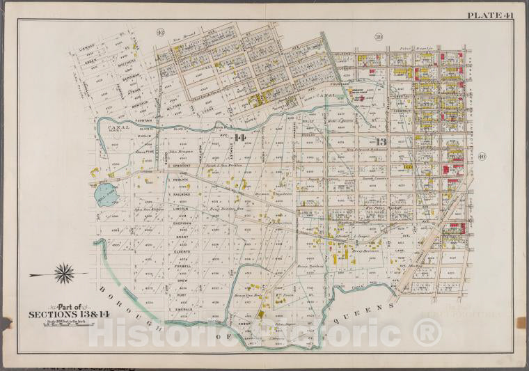 Historic 1908 Map - Plate 41: [Bounded By Linwood St, Cozine Ave, Shepherd Ave, V - Brooklyn (New York, N.Y.) - Vintage Wall Art