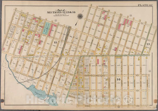 Historic 1908 Map - Plate 42: [Bounded By Riverdale Avenue, Hinsdale Street, Dumont - Brooklyn (New York, N.Y.) - Vintage Wall Art