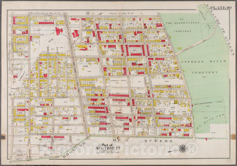 Historic 1908 Map - Plate 40: [Bounded By Logan Street, Jamaica Avenue (The Salem Fi - Brooklyn (New York, N.Y.) - Vintage Wall Art
