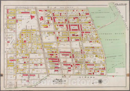 Historic 1908 Map - Plate 40: [Bounded By Logan Street, Jamaica Avenue (The Salem Fi - Brooklyn (New York, N.Y.) - Vintage Wall Art