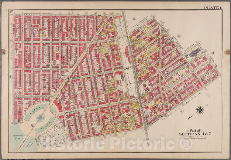 Historic 1908 Map - Plate 6: [Bounded By Fifth Avenue, Atlantic Avenue, S. Portland - Brooklyn (New York, N.Y.) - Vintage Wall Art