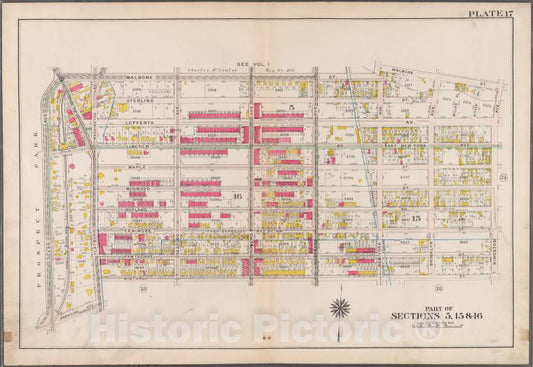 Historic 1907 Map - Plate 17: [Bounded By Malbone Street, Kingston Avenue, Winthrop - Brooklyn (New York, N.Y.) - Vintage Wall Art